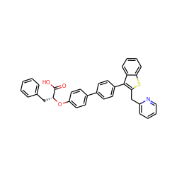 O=C(O)[C@@H](Cc1ccccc1)Oc1ccc(-c2ccc(-c3c(Cc4ccccn4)sc4ccccc34)cc2)cc1 ZINC000028756351