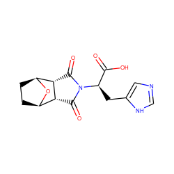 O=C(O)[C@@H](Cc1cnc[nH]1)N1C(=O)[C@@H]2[C@H]3CC[C@H](O3)[C@@H]2C1=O ZINC000026743764