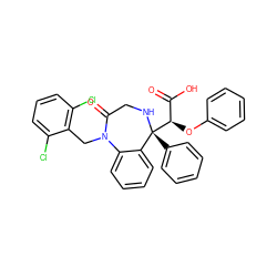 O=C(O)[C@@H](Oc1ccccc1)[C@@]1(c2ccccc2)NCC(=O)N(Cc2c(Cl)cccc2Cl)c2ccccc21 ZINC000026666885