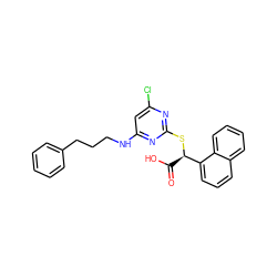 O=C(O)[C@@H](Sc1nc(Cl)cc(NCCCc2ccccc2)n1)c1cccc2ccccc12 ZINC000049068555