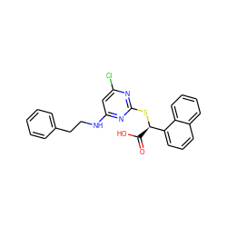 O=C(O)[C@@H](Sc1nc(Cl)cc(NCCc2ccccc2)n1)c1cccc2ccccc12 ZINC000049126322