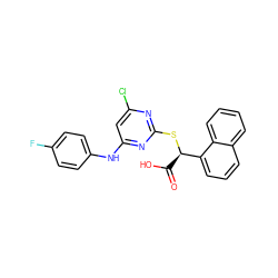 O=C(O)[C@@H](Sc1nc(Cl)cc(Nc2ccc(F)cc2)n1)c1cccc2ccccc12 ZINC000049071364