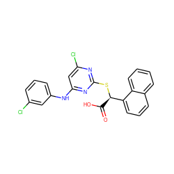 O=C(O)[C@@H](Sc1nc(Cl)cc(Nc2cccc(Cl)c2)n1)c1cccc2ccccc12 ZINC000049067876