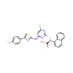 O=C(O)[C@@H](Sc1nc(Cl)cc(Nc2nc(-c3ccc(Cl)cc3)cs2)n1)c1cccc2ccccc12 ZINC000103240148