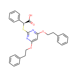 O=C(O)[C@@H](Sc1nc(OCCc2ccccc2)cc(OCCc2ccccc2)n1)c1ccccc1 ZINC000053312609