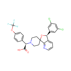 O=C(O)[C@@H](c1ccc(OC(F)(F)F)cc1)N1CCC2(CC1)O[C@@H](c1cc(Cl)cc(Cl)c1)c1cccnc12 ZINC000169703940