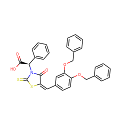 O=C(O)[C@@H](c1ccccc1)N1C(=O)/C(=C\c2ccc(OCc3ccccc3)c(OCc3ccccc3)c2)SC1=S ZINC000028703326