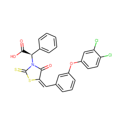 O=C(O)[C@@H](c1ccccc1)N1C(=O)/C(=C\c2cccc(Oc3ccc(Cl)c(Cl)c3)c2)SC1=S ZINC000028703336