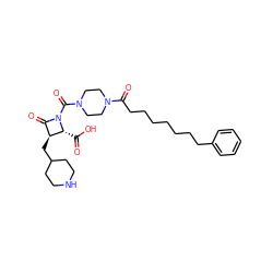 O=C(O)[C@@H]1[C@@H](CC2CCNCC2)C(=O)N1C(=O)N1CCN(C(=O)CCCCCCCc2ccccc2)CC1 ZINC000026293226