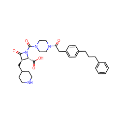 O=C(O)[C@@H]1[C@@H](CC2CCNCC2)C(=O)N1C(=O)N1CCN(C(=O)Cc2ccc(CCCc3ccccc3)cc2)CC1 ZINC000026376142