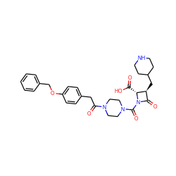 O=C(O)[C@@H]1[C@@H](CC2CCNCC2)C(=O)N1C(=O)N1CCN(C(=O)Cc2ccc(OCc3ccccc3)cc2)CC1 ZINC000026291980