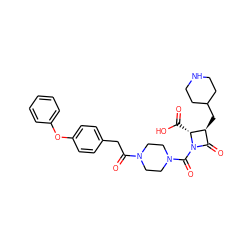 O=C(O)[C@@H]1[C@@H](CC2CCNCC2)C(=O)N1C(=O)N1CCN(C(=O)Cc2ccc(Oc3ccccc3)cc2)CC1 ZINC000026291470