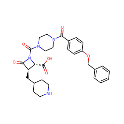 O=C(O)[C@@H]1[C@@H](CC2CCNCC2)C(=O)N1C(=O)N1CCN(C(=O)c2ccc(OCc3ccccc3)cc2)CC1 ZINC000026291465