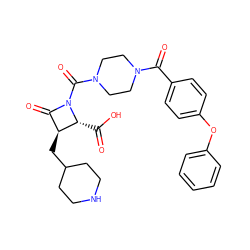 O=C(O)[C@@H]1[C@@H](CC2CCNCC2)C(=O)N1C(=O)N1CCN(C(=O)c2ccc(Oc3ccccc3)cc2)CC1 ZINC000026287672