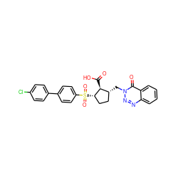 O=C(O)[C@@H]1[C@@H](S(=O)(=O)c2ccc(-c3ccc(Cl)cc3)cc2)CC[C@H]1Cn1nnc2ccccc2c1=O ZINC000027304534