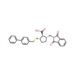 O=C(O)[C@@H]1[C@@H](SCc2ccc(-c3ccccc3)cc2)CC[C@H]1CN1C(=O)c2ccccc2C1=O ZINC000013525867