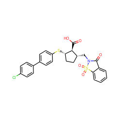 O=C(O)[C@@H]1[C@@H](Sc2ccc(-c3ccc(Cl)cc3)cc2)CC[C@H]1CN1C(=O)c2ccccc2S1(=O)=O ZINC000027303027