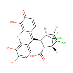 O=C(O)[C@@H]1[C@@H](c2c3ccc(=O)c(O)c-3oc3c(O)c(O)ccc23)[C@@]2(Cl)C(Cl)=C(Cl)[C@@]1(Cl)C2(Cl)Cl ZINC000105187670