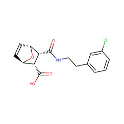 O=C(O)[C@@H]1[C@H]2C=C[C@@H](O2)[C@@H]1C(=O)NCCc1cccc(Cl)c1 ZINC000169293190