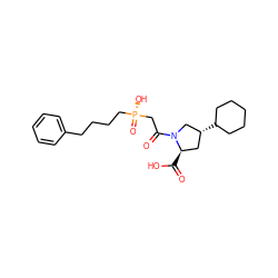 O=C(O)[C@@H]1C[C@@H](C2CCCCC2)CN1C(=O)C[P@](=O)(O)CCCCc1ccccc1 ZINC000004213382