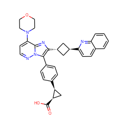 O=C(O)[C@@H]1C[C@@H]1c1ccc(-c2c([C@H]3C[C@H](c4ccc5ccccc5n4)C3)nc3c(N4CCOCC4)ccnn23)cc1 ZINC001772636038