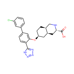 O=C(O)[C@@H]1C[C@H]2C[C@@H](Oc3cc(-c4cccc(Cl)c4)ccc3-c3nnn[nH]3)CC[C@H]2CN1 ZINC000103279941