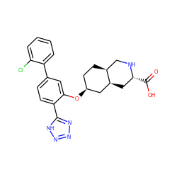 O=C(O)[C@@H]1C[C@H]2C[C@@H](Oc3cc(-c4ccccc4Cl)ccc3-c3nnn[nH]3)CC[C@H]2CN1 ZINC000103279939