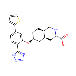 O=C(O)[C@@H]1C[C@H]2C[C@@H](Oc3cc(-c4cccs4)ccc3-c3nnn[nH]3)CC[C@H]2CN1 ZINC000103279950