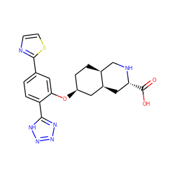 O=C(O)[C@@H]1C[C@H]2C[C@@H](Oc3cc(-c4nccs4)ccc3-c3nnn[nH]3)CC[C@H]2CN1 ZINC000103279947