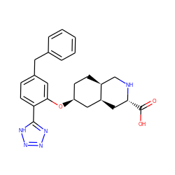 O=C(O)[C@@H]1C[C@H]2C[C@@H](Oc3cc(Cc4ccccc4)ccc3-c3nnn[nH]3)CC[C@H]2CN1 ZINC000103278026