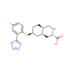 O=C(O)[C@@H]1C[C@H]2C[C@@H](Oc3ccc(F)cc3-c3nnn[nH]3)CC[C@H]2CN1 ZINC000034281976