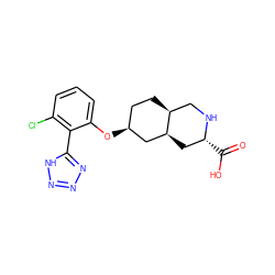 O=C(O)[C@@H]1C[C@H]2C[C@@H](Oc3cccc(Cl)c3-c3nnn[nH]3)CC[C@H]2CN1 ZINC000034339219