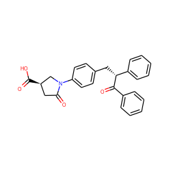 O=C(O)[C@@H]1CC(=O)N(c2ccc(C[C@@H](C(=O)c3ccccc3)c3ccccc3)cc2)C1 ZINC000084633796