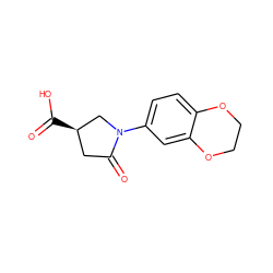 O=C(O)[C@@H]1CC(=O)N(c2ccc3c(c2)OCCO3)C1 ZINC000003886485