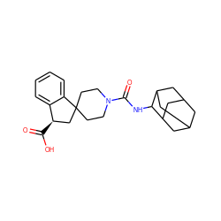 O=C(O)[C@@H]1CC2(CCN(C(=O)NC3C4CC5CC(C4)CC3C5)CC2)c2ccccc21 ZINC000045364154