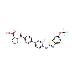 O=C(O)[C@@H]1CCC[C@H]1C(=O)c1ccc(-c2ccc(Nc3nc4ccc(OC(F)(F)F)cc4s3)c(F)c2)cc1 ZINC000014974431