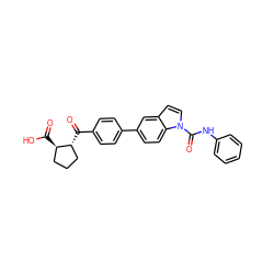 O=C(O)[C@@H]1CCC[C@H]1C(=O)c1ccc(-c2ccc3c(ccn3C(=O)Nc3ccccc3)c2)cc1 ZINC000142026619