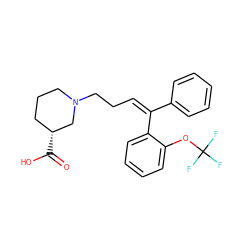 O=C(O)[C@@H]1CCCN(CC/C=C(/c2ccccc2)c2ccccc2OC(F)(F)F)C1 ZINC000066263746