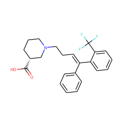 O=C(O)[C@@H]1CCCN(CC/C=C(\c2ccccc2)c2ccccc2C(F)(F)F)C1 ZINC000066252055