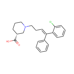 O=C(O)[C@@H]1CCCN(CC/C=C(\c2ccccc2)c2ccccc2Cl)C1 ZINC000066252054