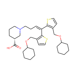 O=C(O)[C@@H]1CCCN(CCC=C(c2sccc2COC2CCCCC2)c2sccc2COC2CCCCC2)C1 ZINC000028565783