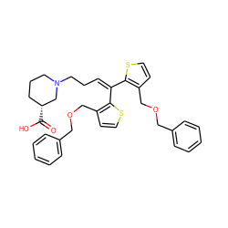 O=C(O)[C@@H]1CCCN(CCC=C(c2sccc2COCc2ccccc2)c2sccc2COCc2ccccc2)C1 ZINC000028564890