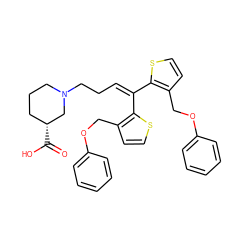 O=C(O)[C@@H]1CCCN(CCC=C(c2sccc2COc2ccccc2)c2sccc2COc2ccccc2)C1 ZINC000028566245