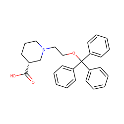 O=C(O)[C@@H]1CCCN(CCOC(c2ccccc2)(c2ccccc2)c2ccccc2)C1 ZINC000013729462