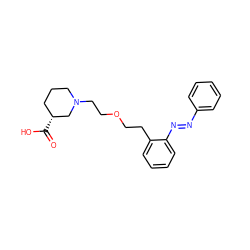 O=C(O)[C@@H]1CCCN(CCOCCc2ccccc2/N=N/c2ccccc2)C1 ZINC000299825148