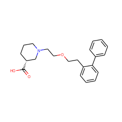 O=C(O)[C@@H]1CCCN(CCOCCc2ccccc2-c2ccccc2)C1 ZINC000003809994