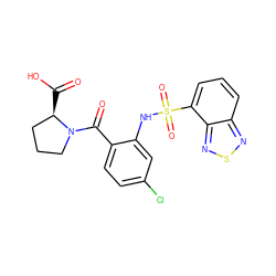 O=C(O)[C@@H]1CCCN1C(=O)c1ccc(Cl)cc1NS(=O)(=O)c1cccc2nsnc12 ZINC000035065179