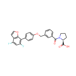 O=C(O)[C@@H]1CCCN1C(=O)c1cccc(COc2ccc(-c3c(F)cc(F)c4ccoc34)cc2)c1 ZINC000221671738