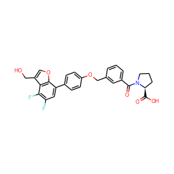 O=C(O)[C@@H]1CCCN1C(=O)c1cccc(COc2ccc(-c3cc(F)c(F)c4c(CO)coc34)cc2)c1 ZINC000221670082