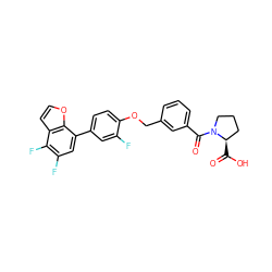 O=C(O)[C@@H]1CCCN1C(=O)c1cccc(COc2ccc(-c3cc(F)c(F)c4ccoc34)cc2F)c1 ZINC000221669622